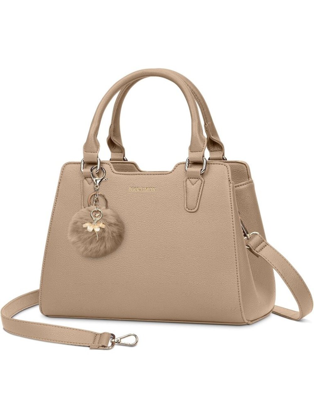 Women's Khaki Leather Waterproof Crossbody Bag Top-Handle Tote Handbag Ladies